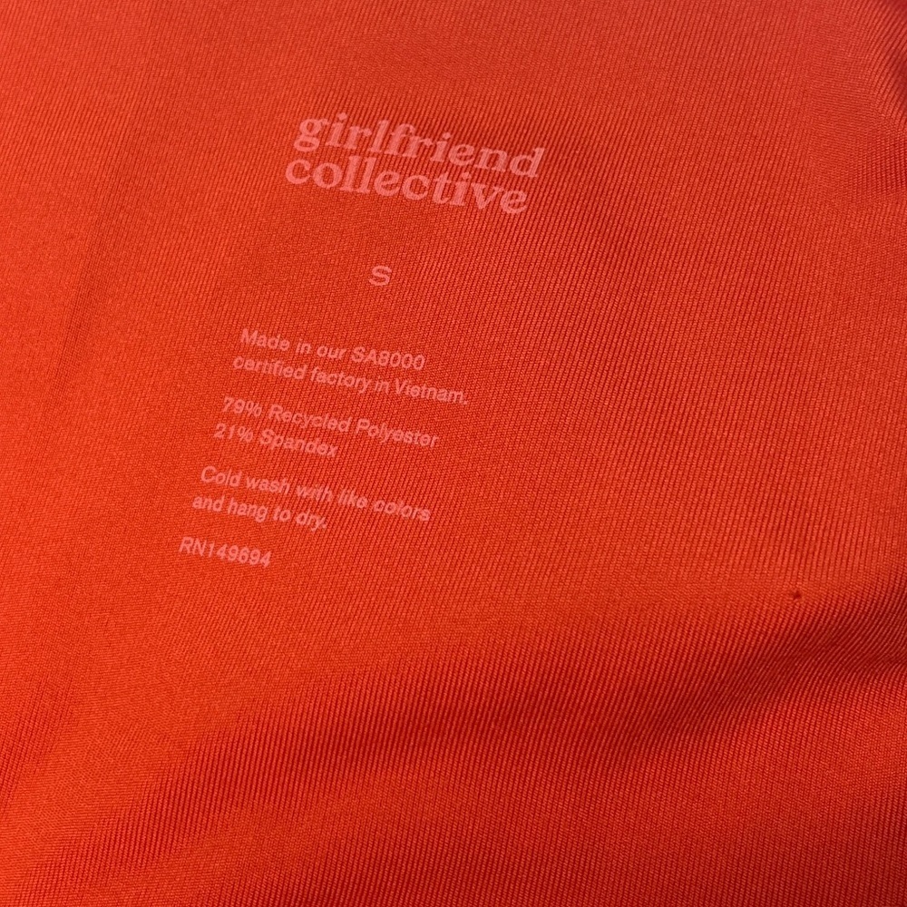 Girlfriend Collective High Rise 8” Bike Short Azalea Orange sz S Activewear EUC - Picture 10 of 11
